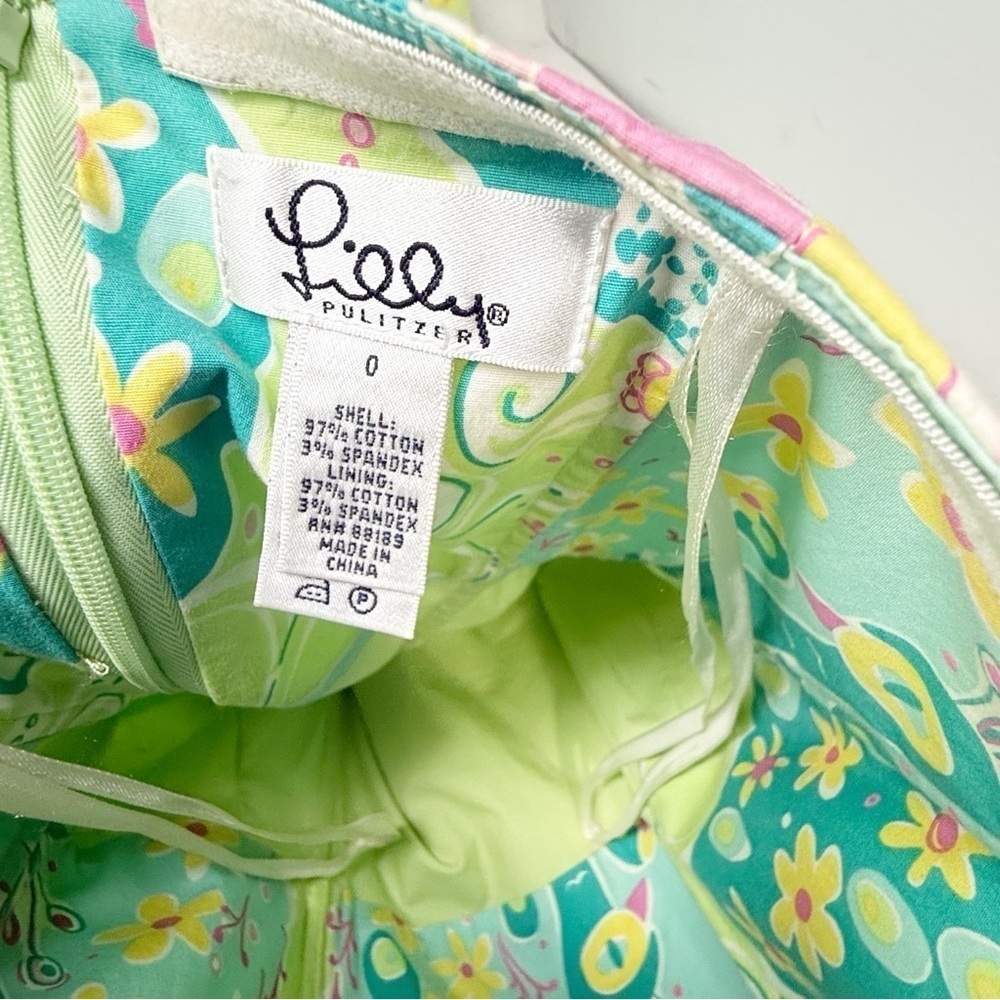 LILLY PULITZER Women’s Strapless Belted Dress SOUTHERN BELLE Peacock Print Sz 0 - Picture 5 of 6